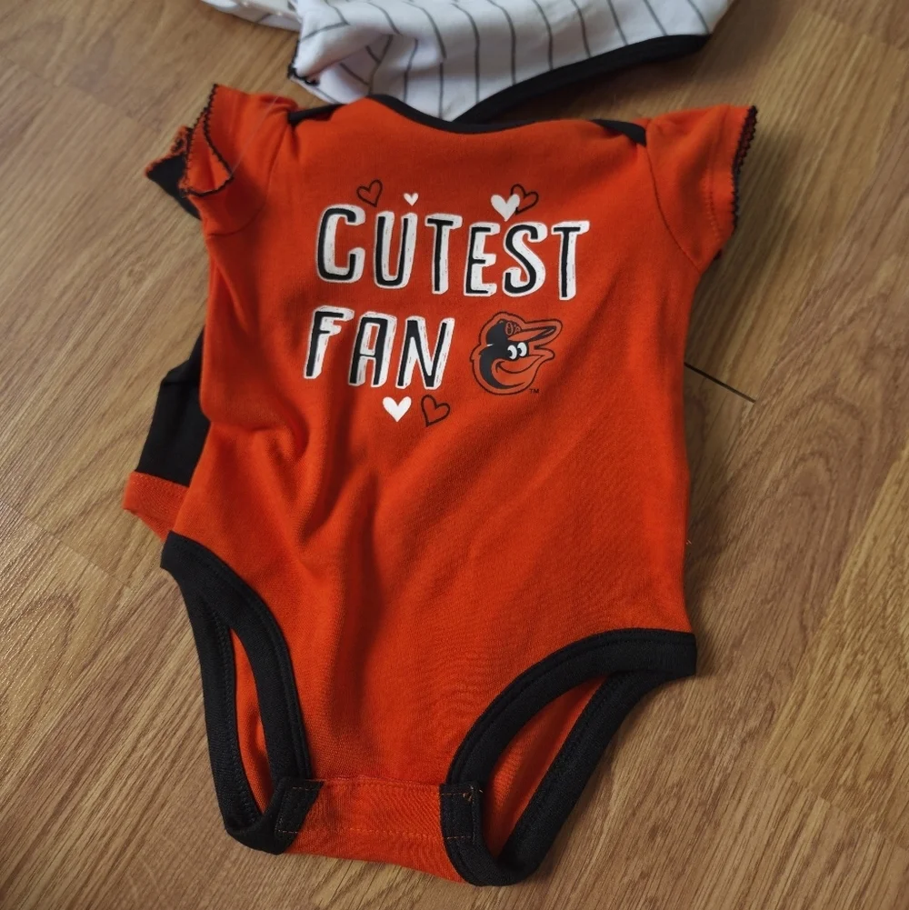 MLB Baltimore Orioles Baby 0-3M 3pc Bodysuits NWT Baseball Genuine Merch